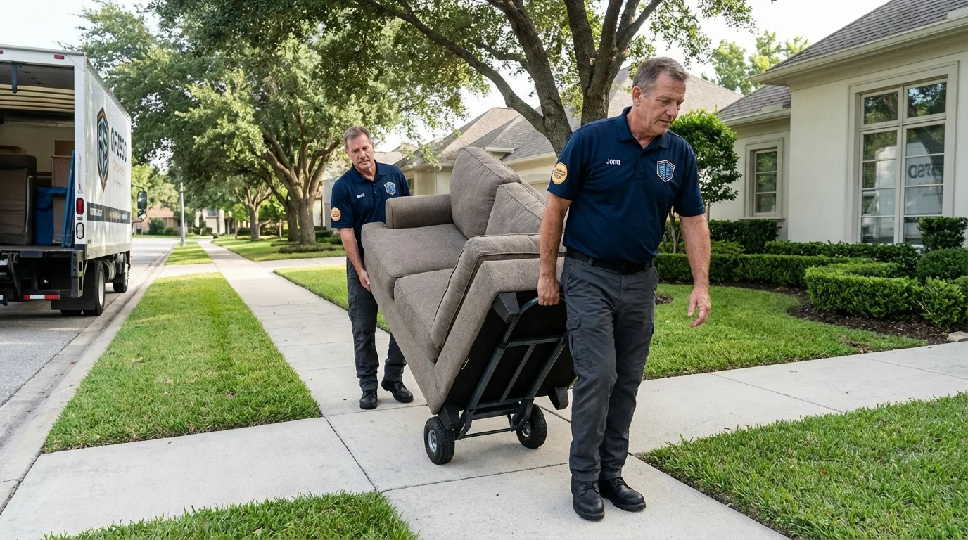 Local residential moving crew loading furniture in Longboat Key, FL